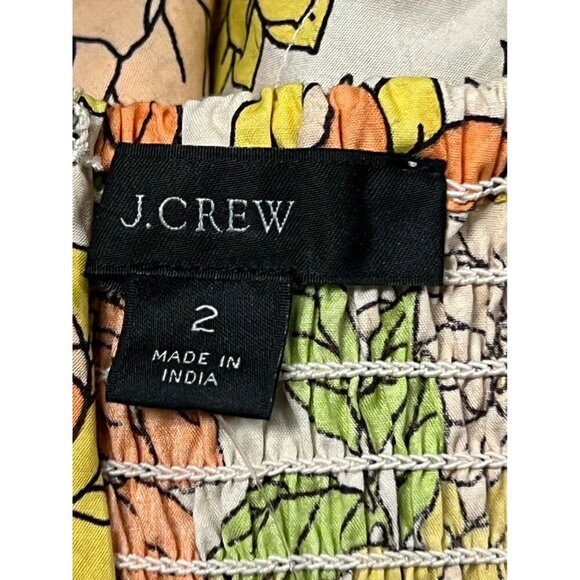 J.Crew Womens Floral Print Peplum Top Long Sleeve Square Neck Cotton Size 2 New - Picture 6 of 9